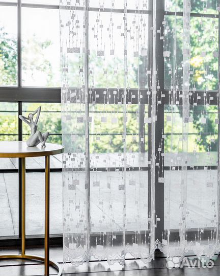 Тюль мона белый готовый на окна пошив