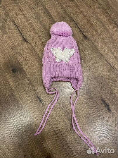Зимняя шапочка для новорожденной девочки