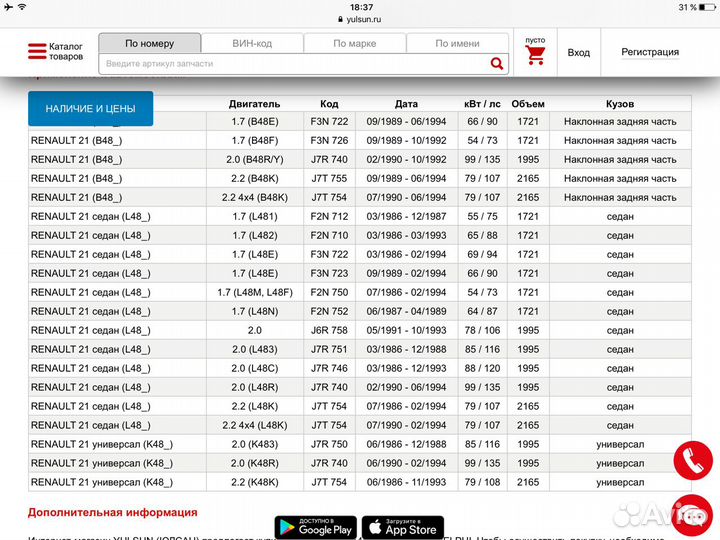 Тормозные диски передние Renault 21