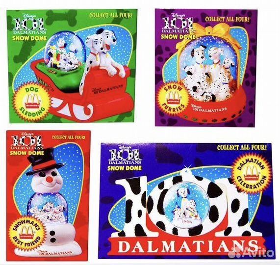Набор винтажных снежных шаров 101 далматинец 1996