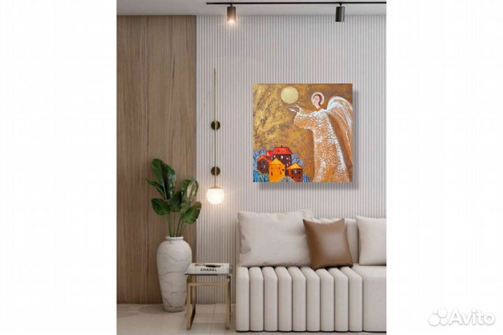 Картина с Ангелом и солнцем на заказ 40х40 масло