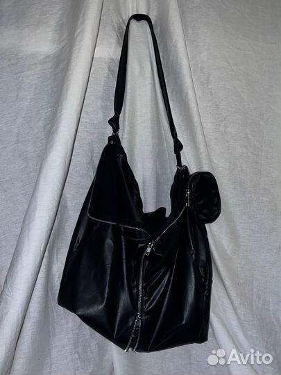 Сумка кожаная шопер через плечо