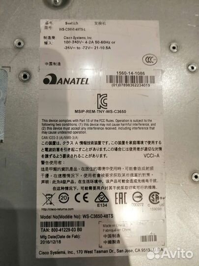 Коммутатор Cisco WS-C3650-48TS-L