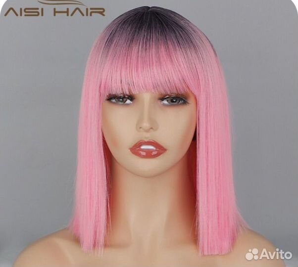 Парик розовый