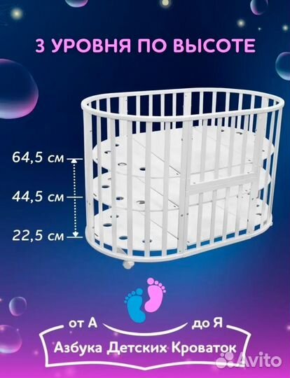 Кроватка для новорожденных круглая с маятником