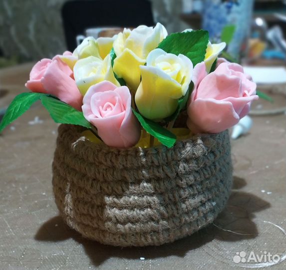 Букет роз из мыла