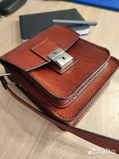 Мужская кожаная сумка через плечо ручной работы