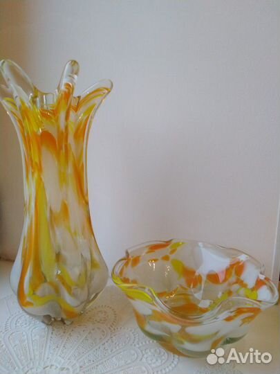 Винтажный набор: две вазы медуза