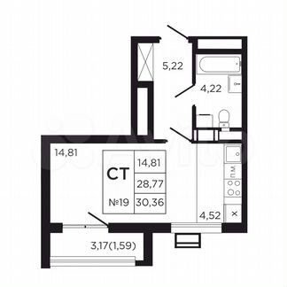 Квартира-студия, 31,9 м², 2/9 эт.