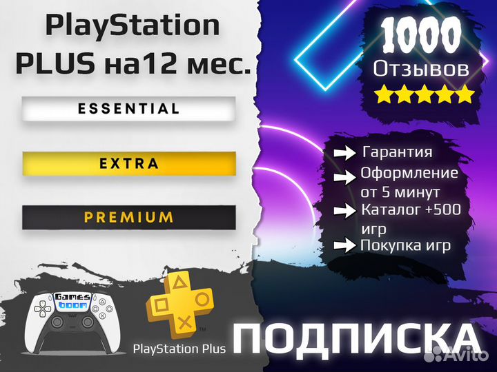Подписка ps plus Extra 12 месяцев