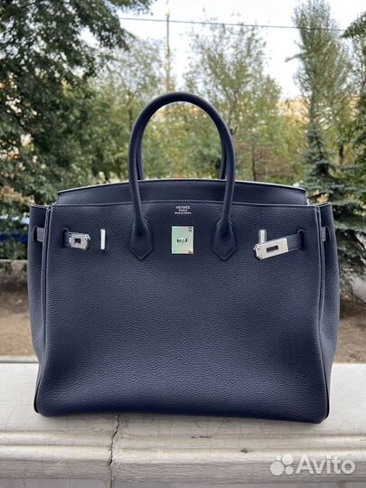 Сумка женская Hermes Birkin 35 blue nuit togo