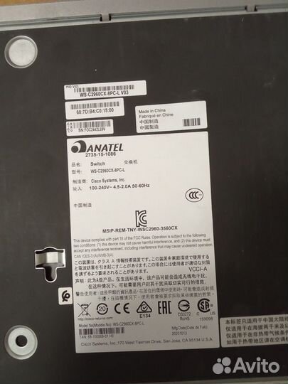 Коммутатор Cisco WS-C2960CX-8PC-L - 8 Port PoE