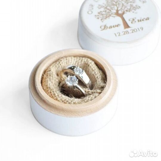 Стильная коробка для колец из дерева для свадьбы