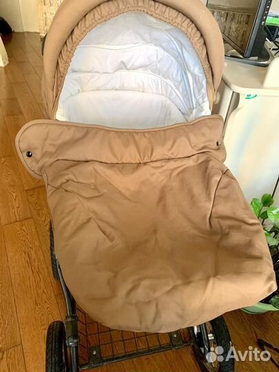 Коляска roan marita 3 в 1 бежевый рисунок клетка