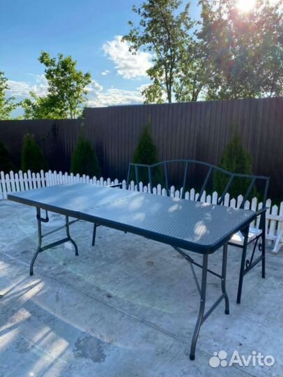Стол Складной Сталь-Пластик/ Ротанг 180 см