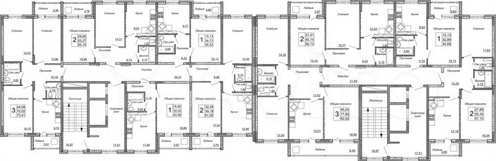 2-к. квартира, 58,7 м², 10/14 эт.