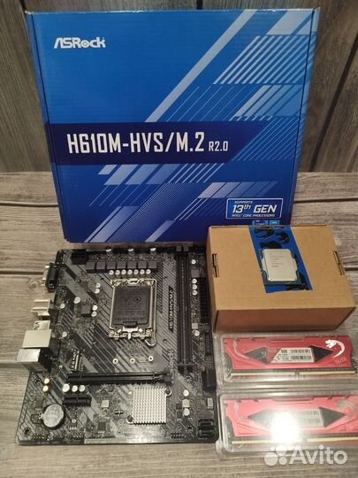 Комплект i3 12100f, h610 m k ddr4 8+8,кулер rgb