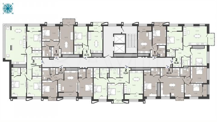 3-к. квартира, 85,2 м², 16/19 эт.