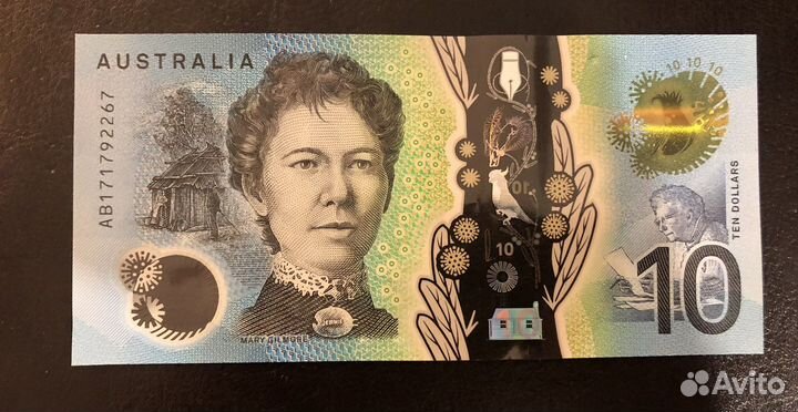Банкнота 10 долларов Австралия 2017 год