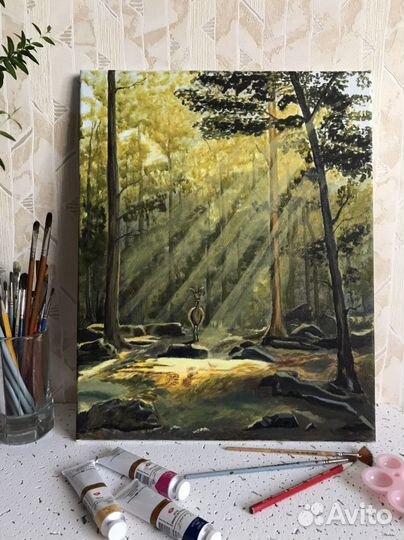 Картина маслом лесной пейзаж