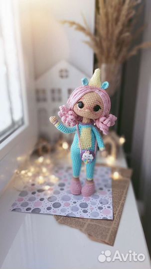 Вязаная кукла. Единорожка