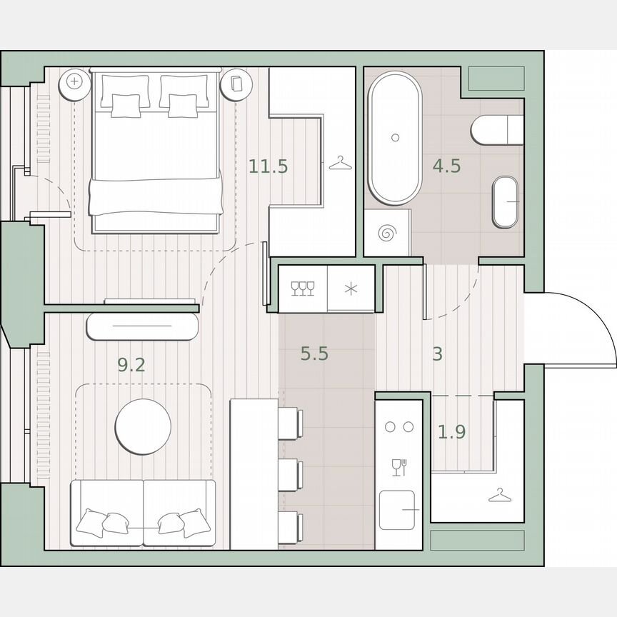 1-к. квартира, 35,6 м², 2/27 эт.