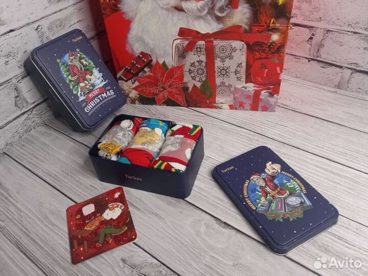 Набор шерстяных новогодних носков 3 пары