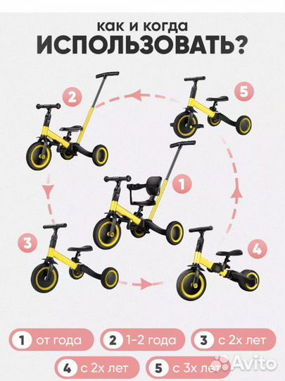 Детский велосипед-трансформер 4 в 1