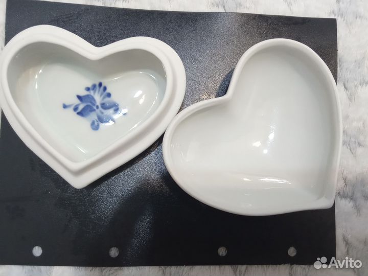 Шкатулка сердце Гжель