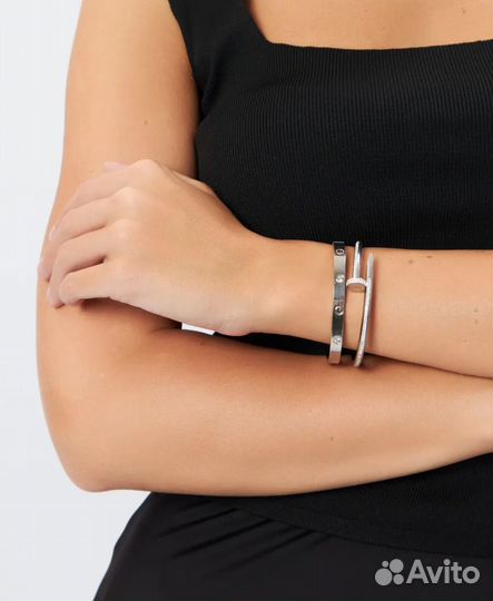 Браслеты картье гвоздь и love со стразами