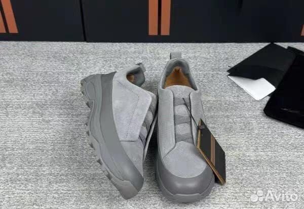 Кроссовки Ermenegildo Zegna замша кожа серые