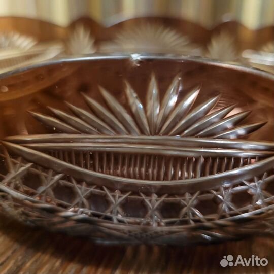 Ваза для фруктов и конфет цветной хрусталь