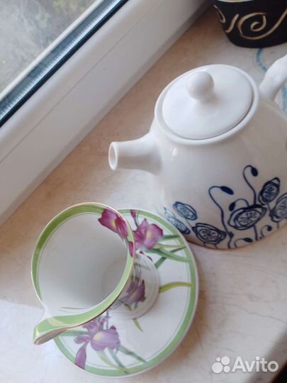 Набор чайный, чайник, чашка с блюдцем