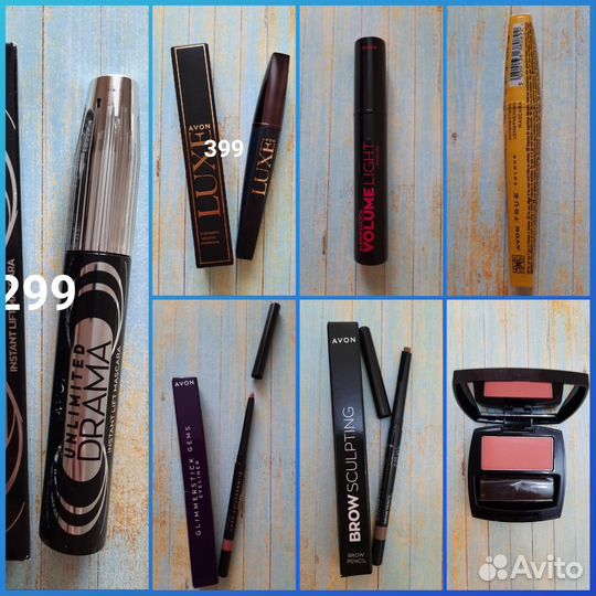Тушь для ресниц, бальзам для губ, карандаш, румяна
