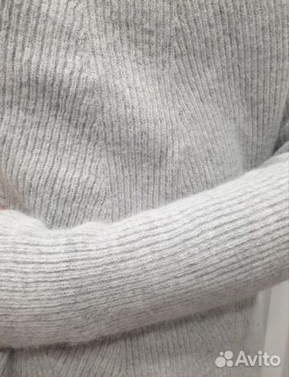 Вязаный свитер, шерсть кролика, серый