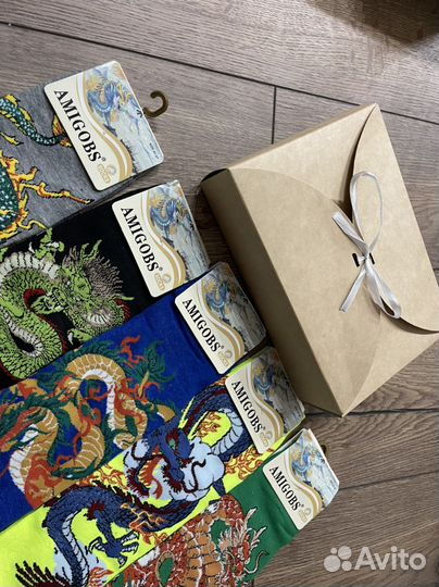 Набор мужские новогодние носки Дракон символ года