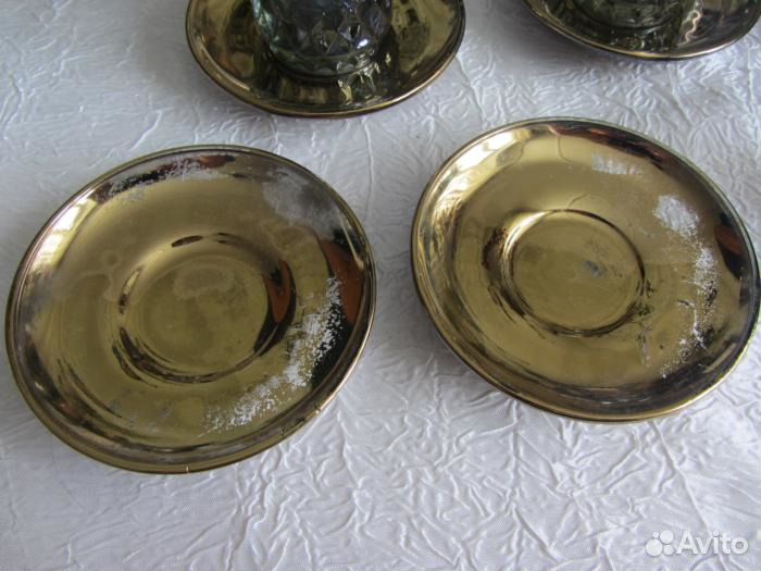 Набор кофейных чашек из стекла с позолотой