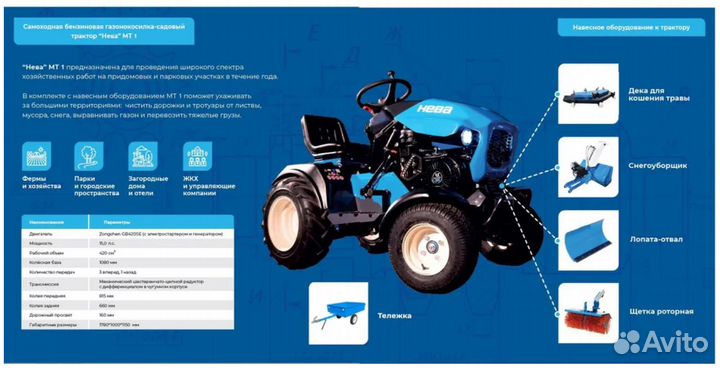 Мини-трактор Нева MT1-ZS, 2024