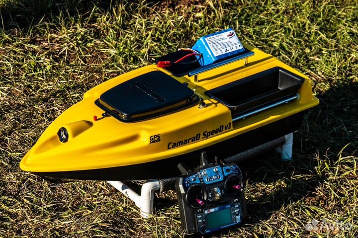 Прикормочный кораблик:навигация,глубиномер,25А акб