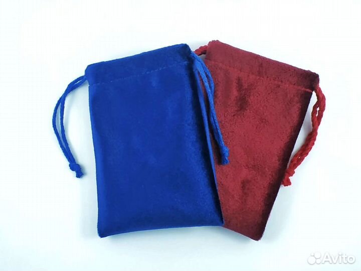 Бархатные мешочки бордовые и синие на шнурке