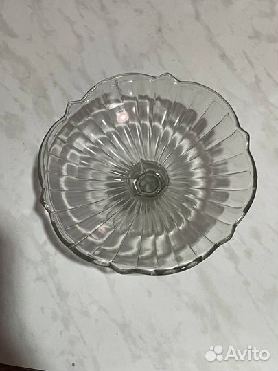 Ваза стеклянная для фруктов на ножке СССР