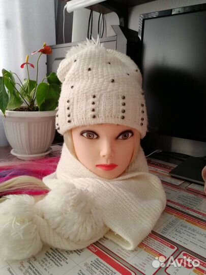 Шапка, шарф зимние для девочки