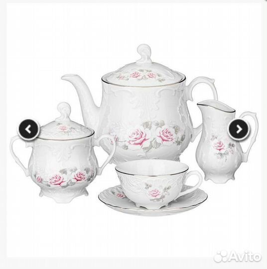 Сервиз чайный 15 пр, mielow Рококо Бледная роза