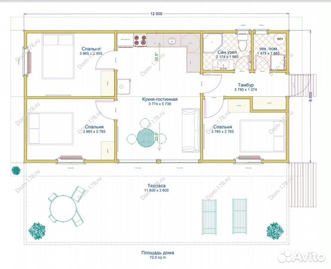 Деревянный домик 90 м