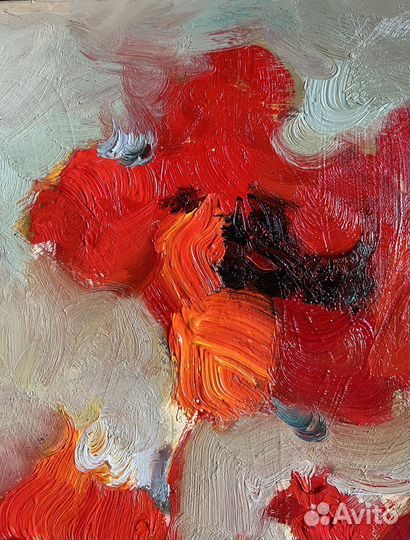 Картина с цветами красные маки маслом
