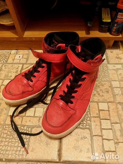 Высокие кеды красные демисезонные, осень-зима