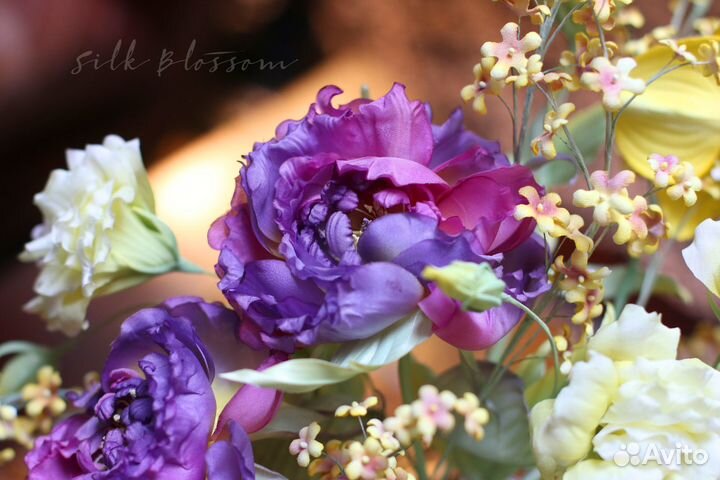 Интерьерный букет из шелка и бархата