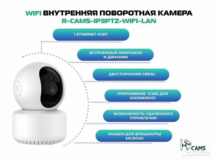 NEW Хит R-cams-ip3ptz Wifi внутренняя поворотная к