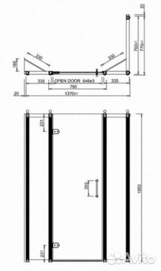 Душевой уголок Burlington Hinged Door C16+C20+C16+