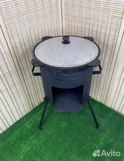 Казан чугунный 12 литров с печкой